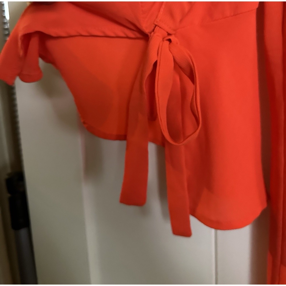 Skies Are Blue Womens Dress XS Orange‎ Off The Shoulder 3/4 Sleeve Ruffle Lined - Picture 3 of 5